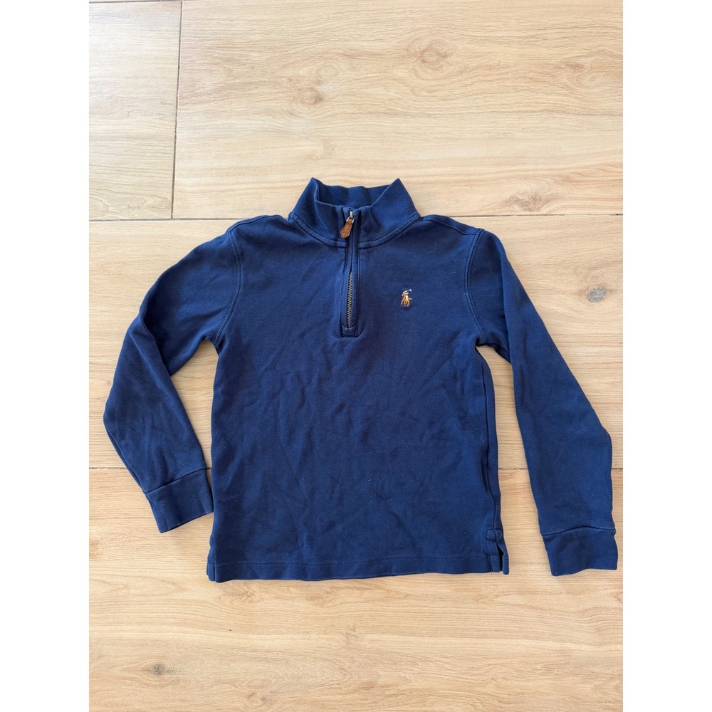 Polo Ralph Lauren Boys Navy Blue Quarter Zip Pullover Sweater Size 6